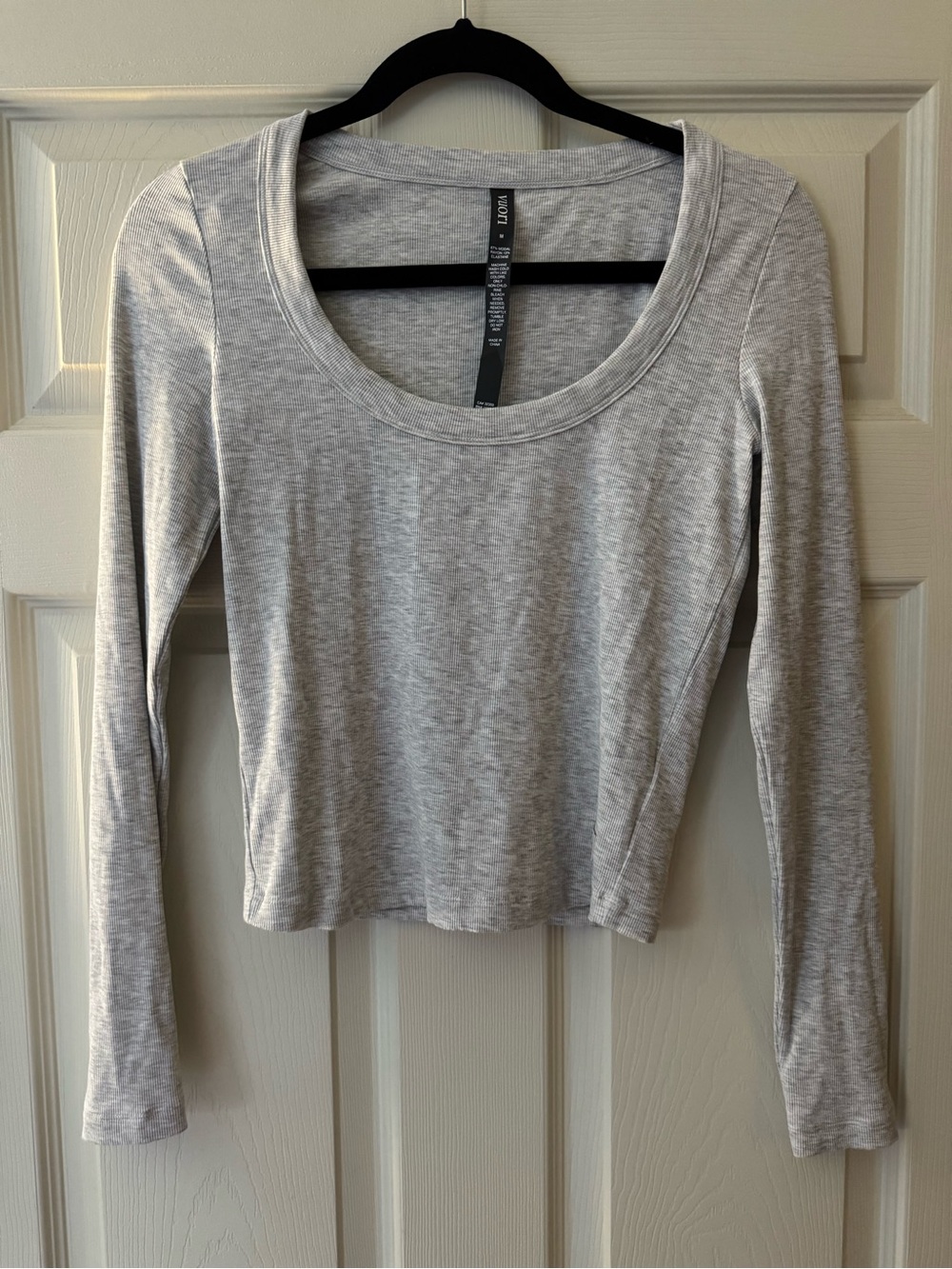 Vuori Light Gray Scoop Neck Long Sleeve Tee